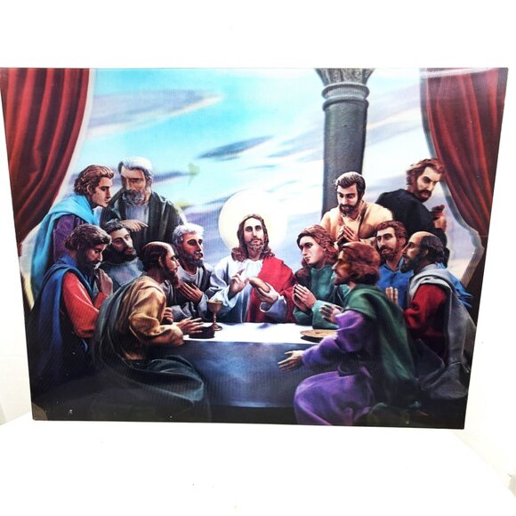 Lenticular 3D Jesus Last Supper Apostles Religious Print Vintage Vtg - Picture 2 of 9